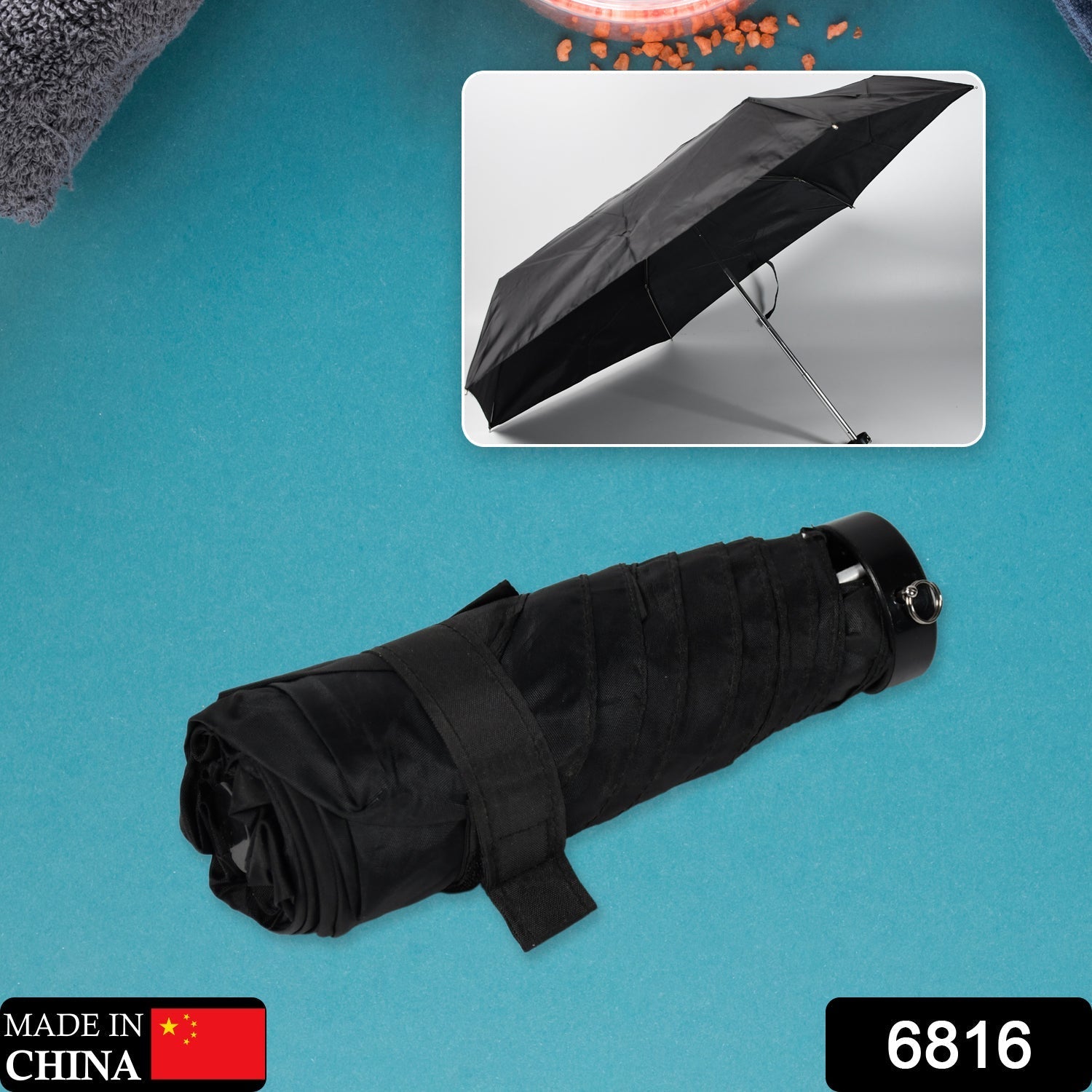 6816 Open Close Umbrella, Windproof & Water-Resistant Foldable Umbrella for Men & Women - Rain & UV Protection 