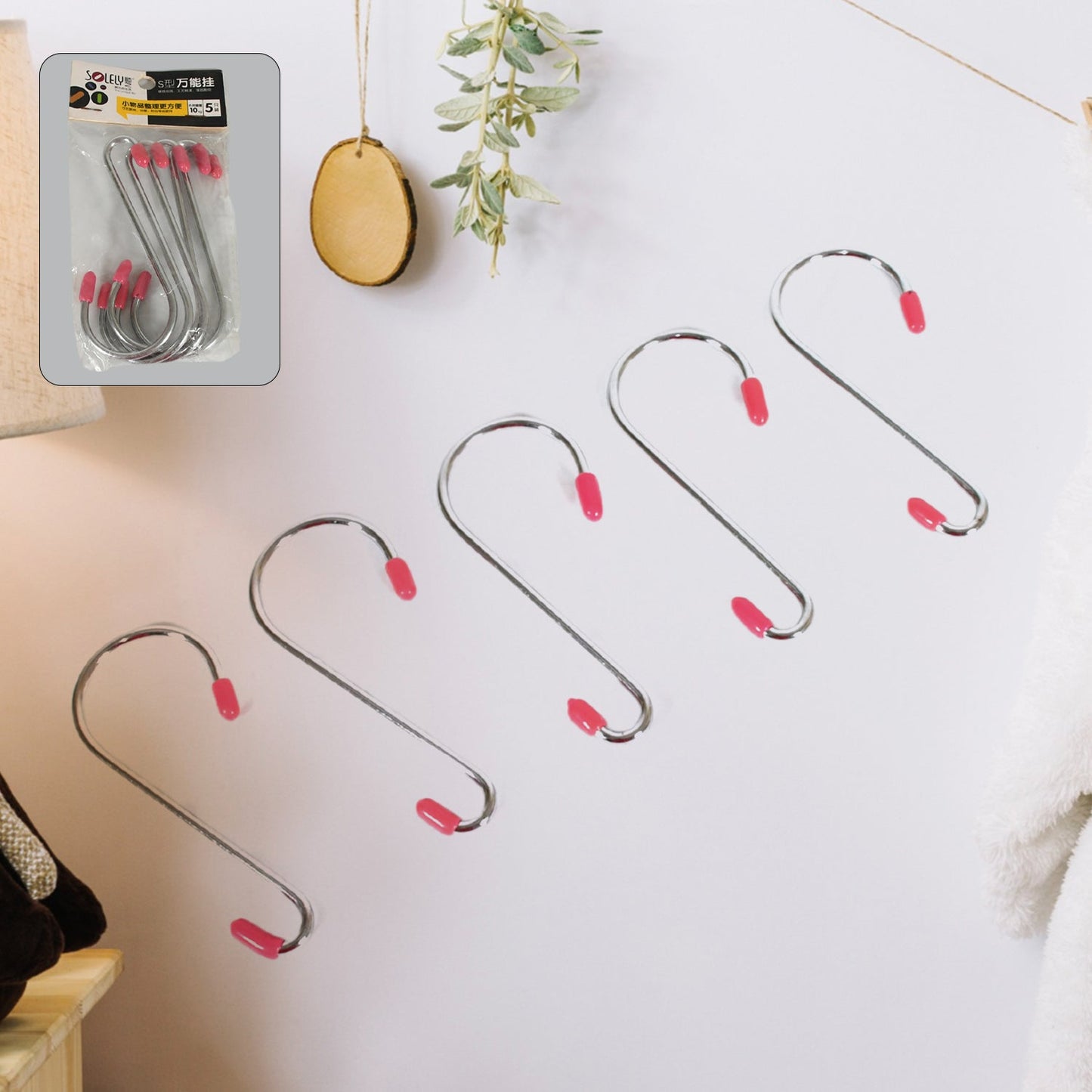 Stainless Steel S-Shaped Hook, Flat Hook, S-Shaped Hook Behind The KitcheDoor , Metal Hook Clothes Hook Kitchenware (5 Pc Set)