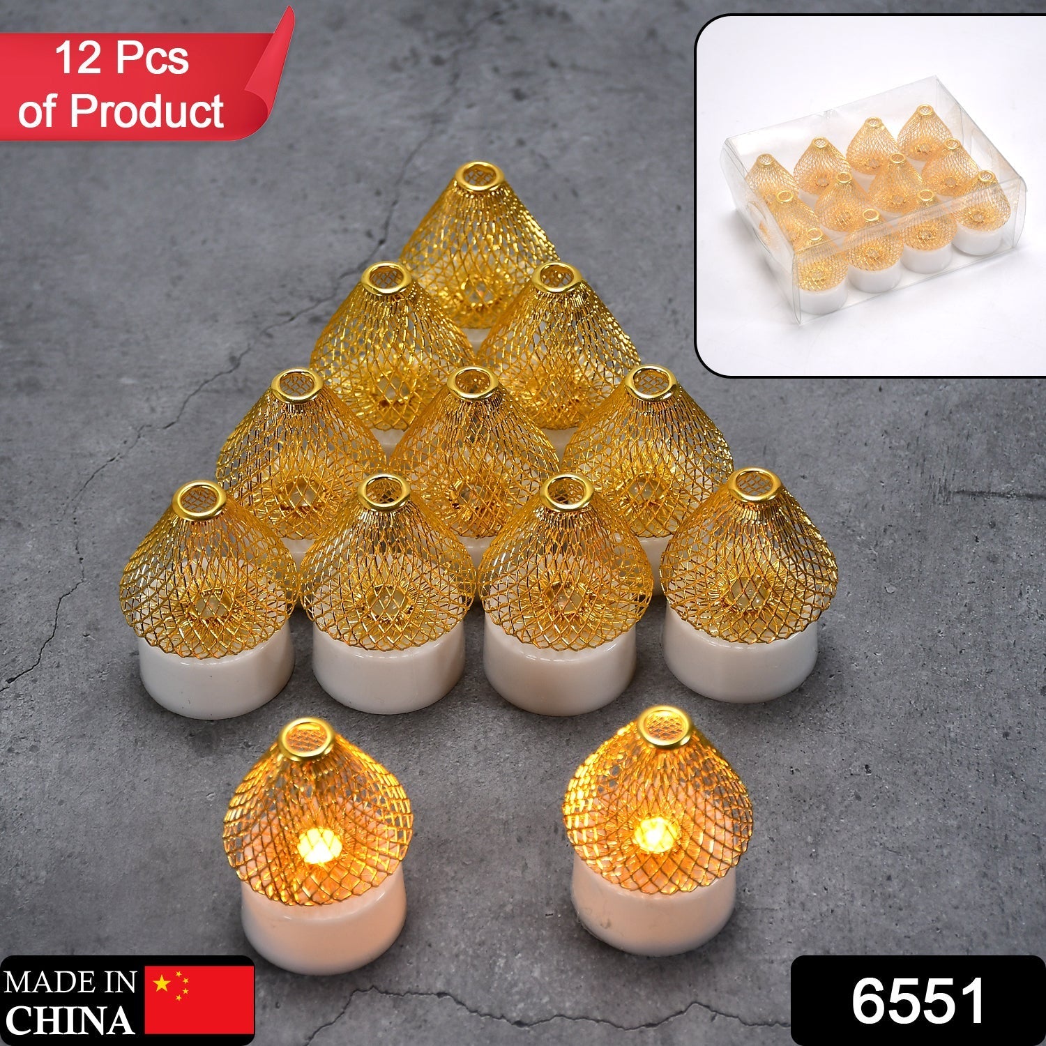 6551 12Pcs Flameless and Smokeless Decorative Candles Acrylic Led Tea Light Candle for Gifting, House, Light for Balcony, Room, Birthday, christmas, Festival, Events Decor Candles (12 Pieces) 