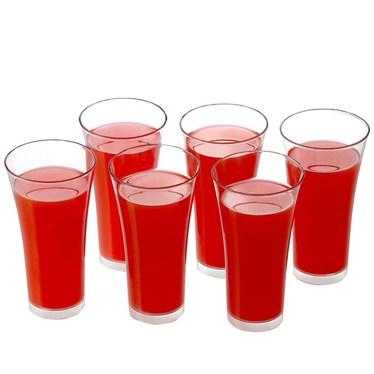 0630 Stylish look Plastic Juicy Glass, Transparent Glasses Set 300ml (6pcs) 