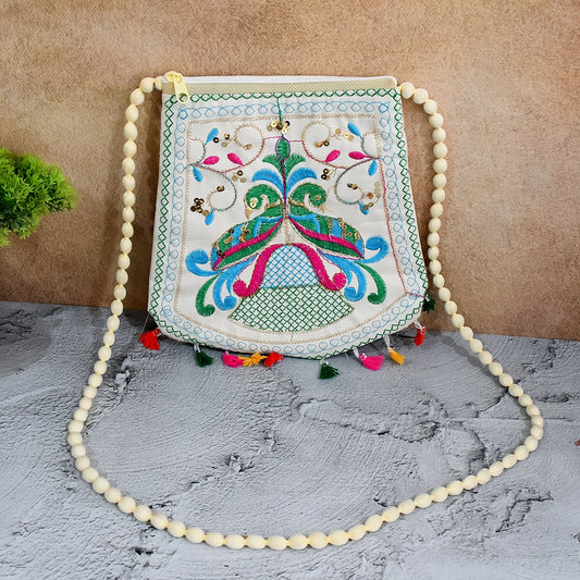 Handcrafted Cotton Embroidered Shoulder Bag / Purse for Girls & women (1 Pc / 9 Inch / Mix Desing)