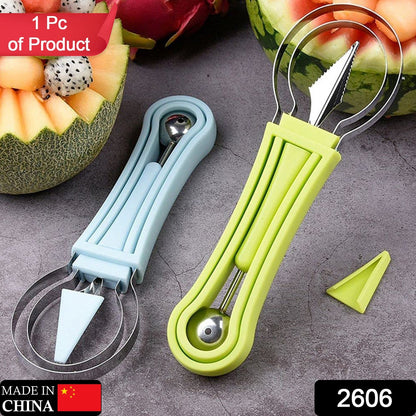 2606  4 in 1 Stainless Steel Melon Baller Seed Remover, Sorbet Dessert Ball Spoon, Fruit Digging Spoon, Double Sided Fruit Scooper, Watermelon Baller Scoop 