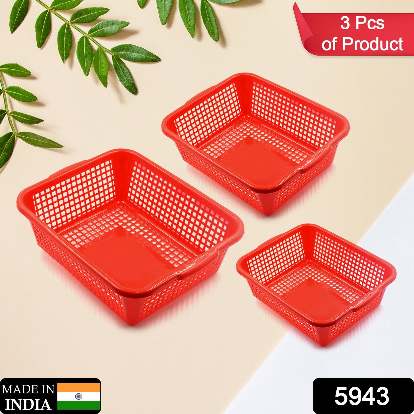 Plastic 3 Pieces Kitchen Large Size Dish Rack Drainer Vegetables and Fruits Washing Basket Dish Rack Multipurpose Organizers