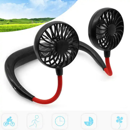 Hand Free Personal Fan - Portable USB Battery Rechargeable Mini Fan - Headphone Design Wearable Neckband Fan Necklance Fan Cooler Fan for Home, Sport, Camping, Beach, Travel, Office