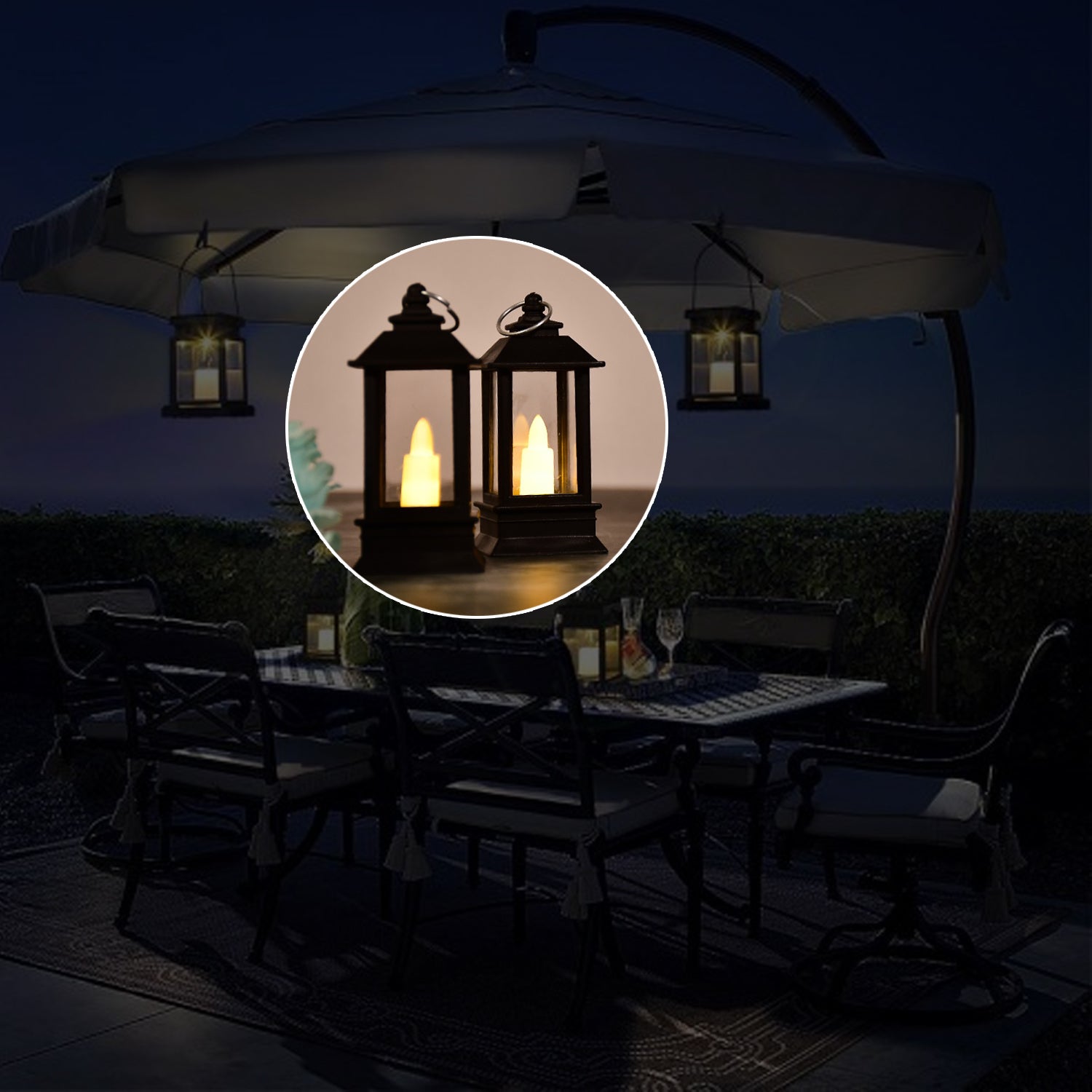 6555 Classic Style Lantern With Artificial Rustic Battery-Operated Flameless Candle Light For Home Decoration - Good For Indoor & Outdoor Use (Pack of 24) 