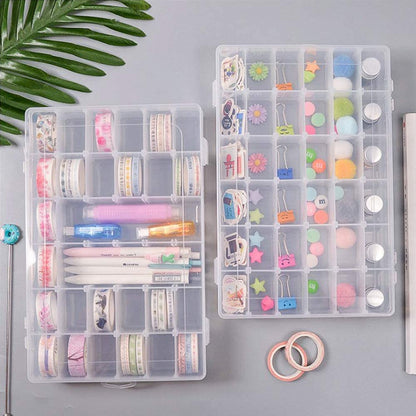 7673  36 Grids Clear Plastic Organizer Box with Adjustable Compartment Dividers, Jewellery Storage Organizer Collection Box (1 pc ) 