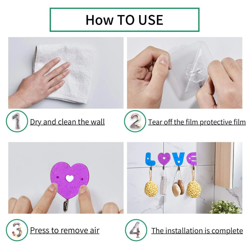 1121 Love Shape Self Adhesive Hooks 