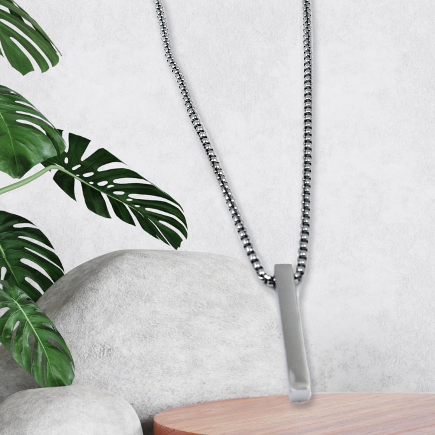 Plain Vertical Bar Necklace with Chain