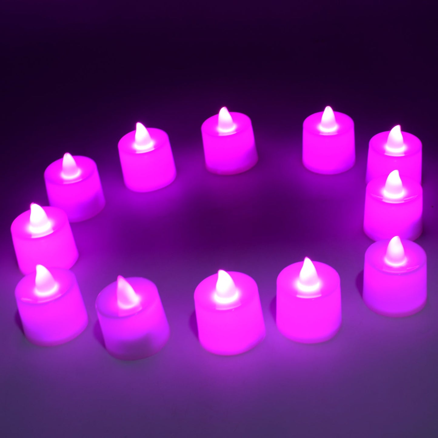 Pink Flameless LED Tealights, Smokeless Plastic Decorative Candles - Led Tea Light Candle For Home Decoration (Pack Of 12pc) ( Diya , Divo , Diva , Deepak , Jyoti)