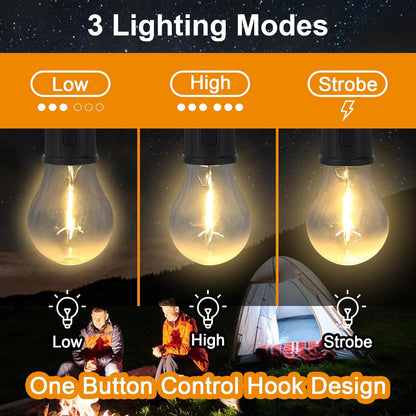 Rechargeable Camping Lights for Tents LED Camping Tent Lantern 3 Lighting Modes Tent Lamp Portable Emergency Camping Lights with Clip Hook for Camping Hiking Fishing, Backpacking (1 Pc)