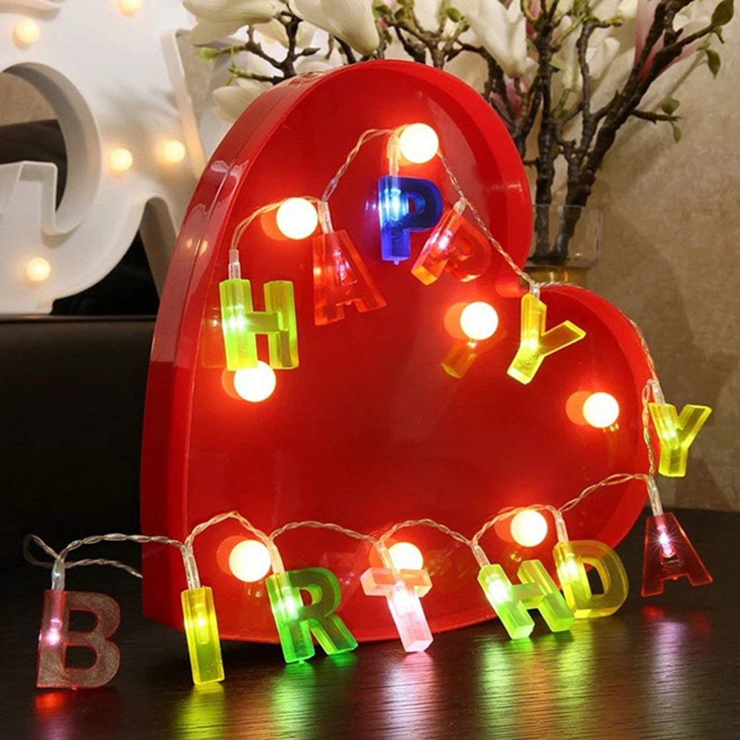 4815 Decoratives Plastic Happy Birthday 13 LED Letter Battery Operated String Lights, Outdoor String Lights (Multicolour) 