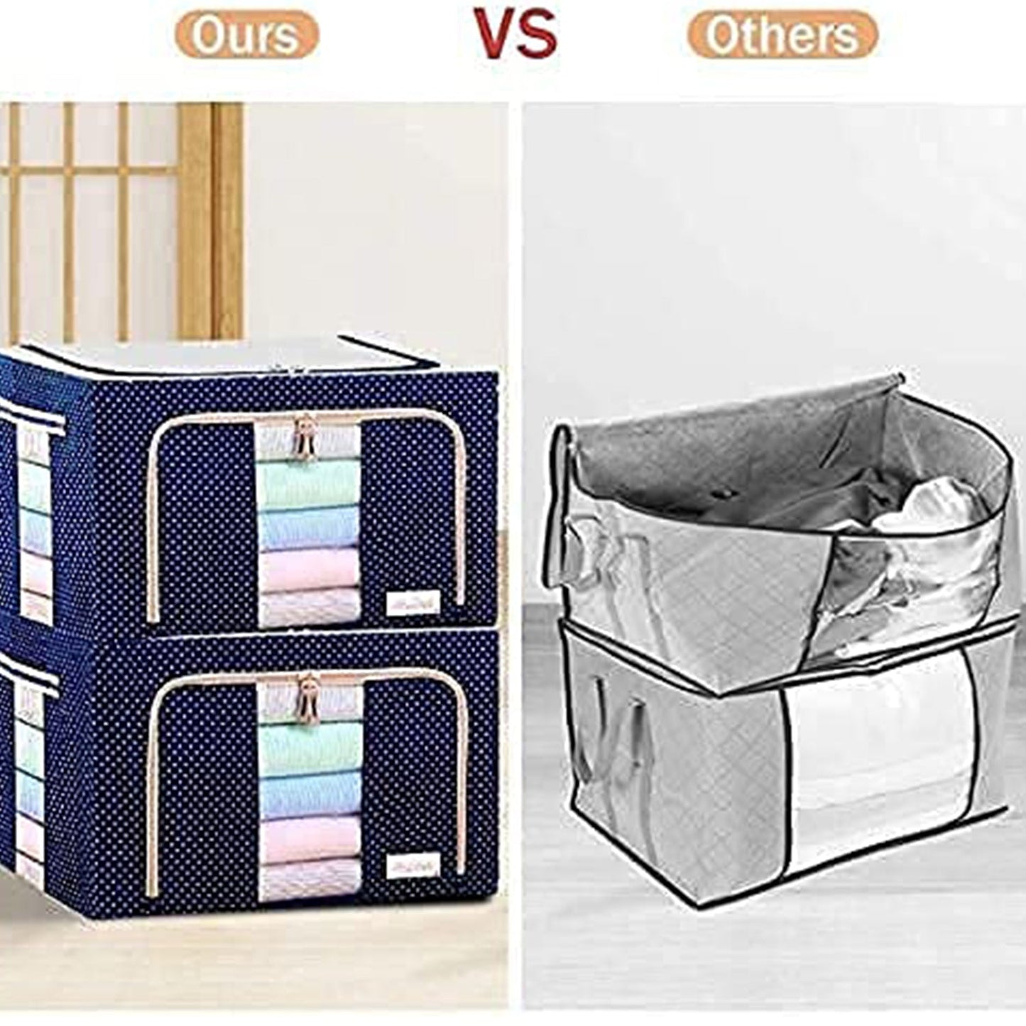 Foldable Steel Frame Clothes Living Storage Organizer Handled Bag (66 Liter)