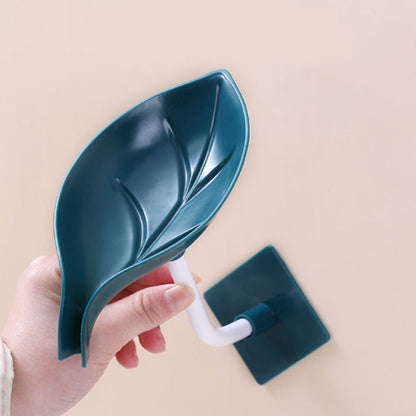 Soap Holder Leaf-Shape Self Draining Soap Dish Holder, With Suction Cup Soap Dish Suitable for Shower, Bathroom, Kitchen Sink