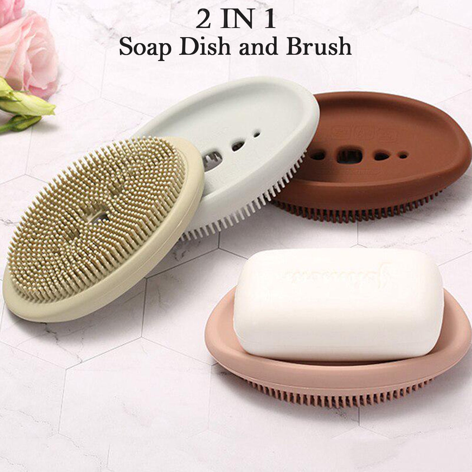 6137 2 in 1 Silicone Cleaning Brush used in all kinds of bathroom purposes for cleaning and washing floors, corners, surfaces and many more things. 