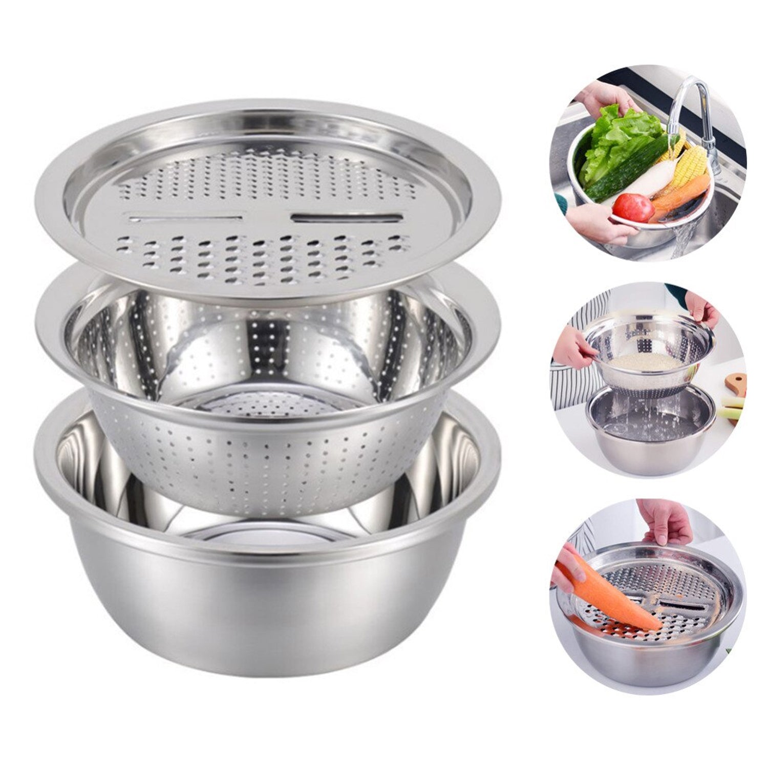 2877 3in1 Kitchen multipurpose julienne grater salad maker with pasta server spoon 