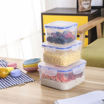 Kitchen Storage Container Set with Food Grade Plastic and Air Seal Lock Lid for Storage of Grocery, Spices, Dry fruits Use For Home, Office, Restaurant, Canteens (3 Piece Set)