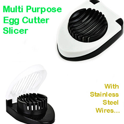 2129 Oval Shape Plastic Multi Purpose Egg Cutter/Slicer with Stainless Steel Wires 