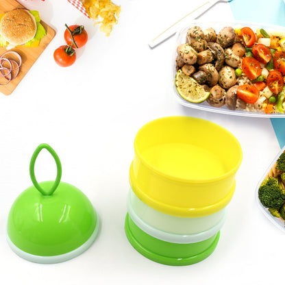 3 Layer Lunch Box Unique Design Bite Lunch Box With Liquid & Food Container Lunch Box (Green)