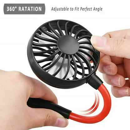 Hand Free Personal Fan - Portable USB Battery Rechargeable Mini Fan - Headphone Design Wearable Neckband Fan Necklance Fan Cooler Fan for Home, Sport, Camping, Beach, Travel, Office