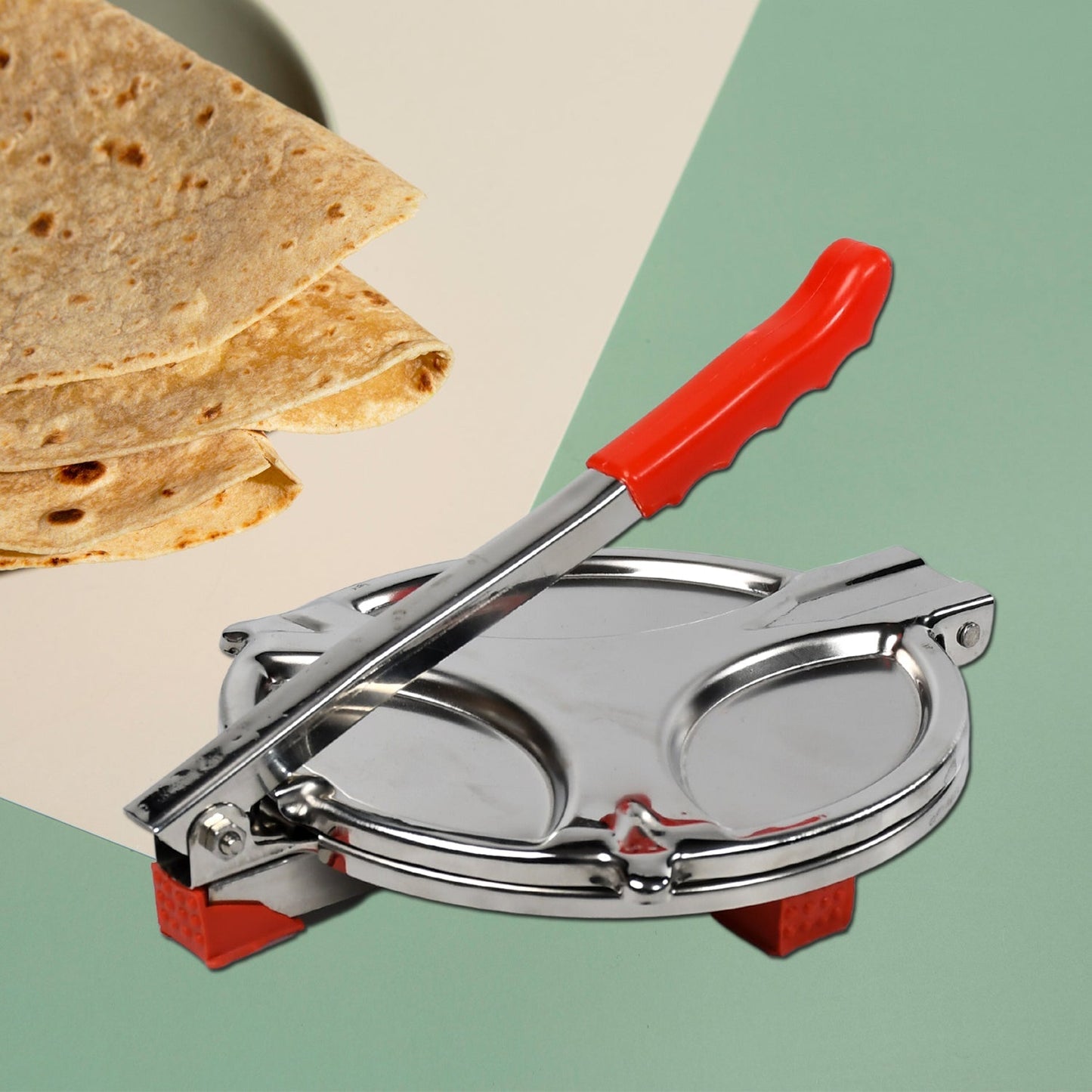 PURI PRESS MAKER - STAINLESS STEEL PURI MAKER PRESS MACHINE - ROTI CHAPATI PRESSER FOR HOME - PAPAD-KHAKHRA- PURI MAKER PRESS MACHINE WITH HANDLE, MANUAL PURI MAKER (MEDIUM)