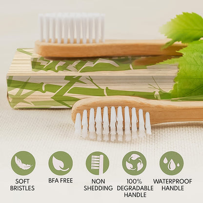 Bamboo Wooden Toothbrush Soft Toothbrush Wooden Child Bamboo Toothbrush Biodegradable Manual Toothbrush for Adult, Kids (15 pcs set / With Round Box)