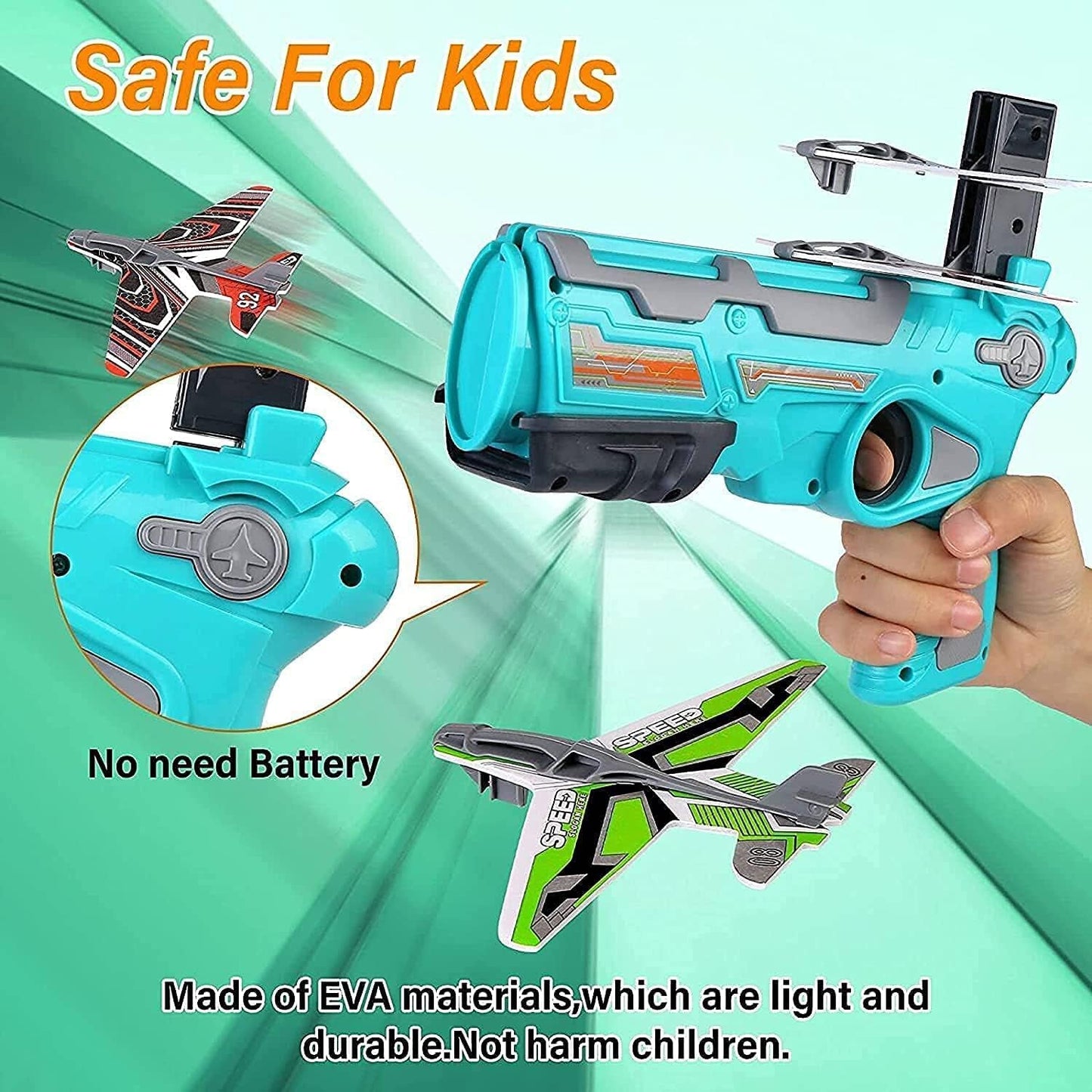 4413A Airplane Launcher Gun Toy with Foam Glider Planes, Outdoor Games for Children, Best Aeroplane Toys for Kids, Air Battle Gun Toys  ( 5 Plane Include ) 