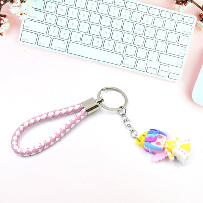 8837 Cute Keychain With Card Gift - Keychain Accessories Key Chain Backpack Charms Car Keys Keychain for Kids Girls, Unicorn Toy and Charm Key- Chain for Bag  / Door Key- Ring / car Key- Ring / Party Favor (Mix Color & Design 1 Pc )