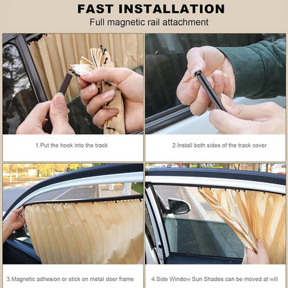 Car Curtain Slat Folding Window Sunshade Magnetic Car Side Window Sun Shade Slider