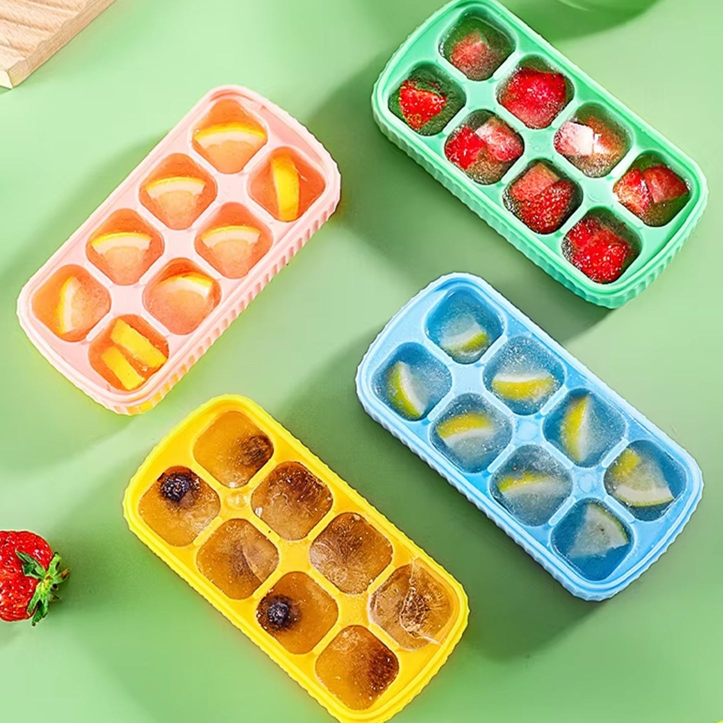 Ice Mold, 8 Grid Food Grade Portable Silicone Ice Tray (1 Pc / 14×7 Cm)