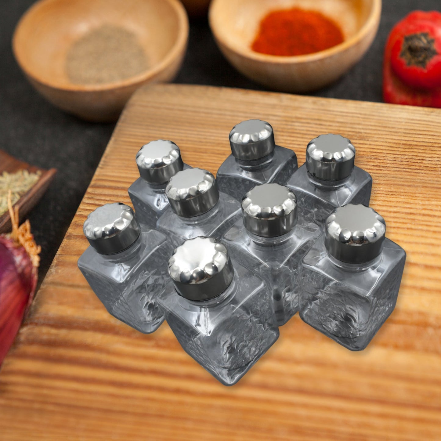 360° Revolving Spice Rack | 8-Piece Square Container Set | All-New Design for Condiments