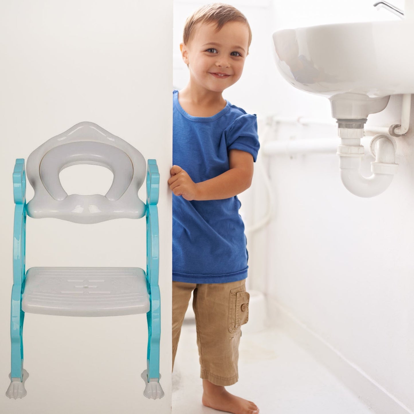 8492 2 In 1 Potty Training Toilet Seat with Step Stool Ladder for Boy and Girl Baby Toddler Kid Children’s Toilet Training Seat Chair with Soft Padded Seat and Sturdy Non-Slip Wide Step, Make Potty Easier For Your Kids (Multi-Color)