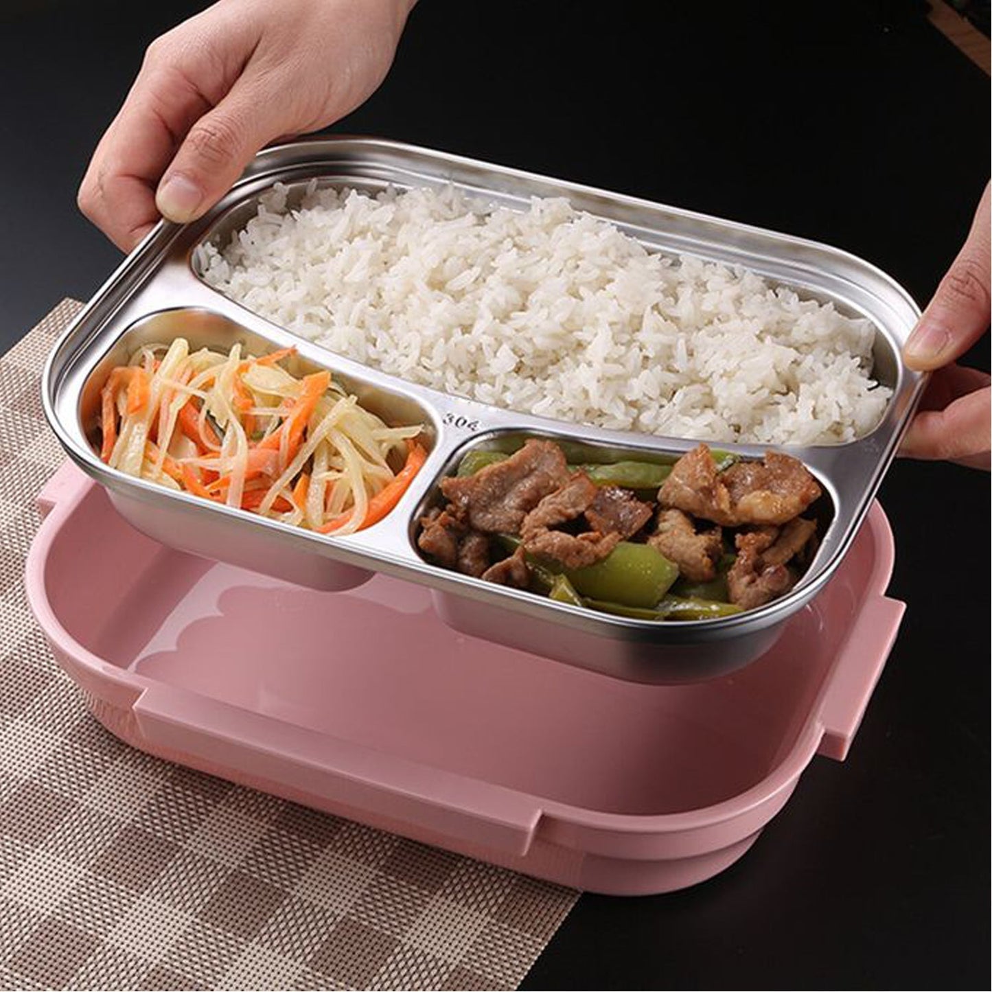 2975 Lunch Box for Kids and adults, Stainless Steel Lunch Box with 3 Compartments. 