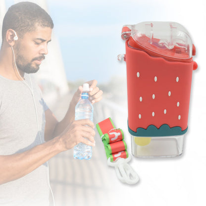 Portable Cute Water Bottle for Kids, Unique Ice Cream Shape water cup, Popsicle Shaped Plastic Kettle with Straw, Adjustable Shoulder Strap, BPA free, Leakproof (300 ML)