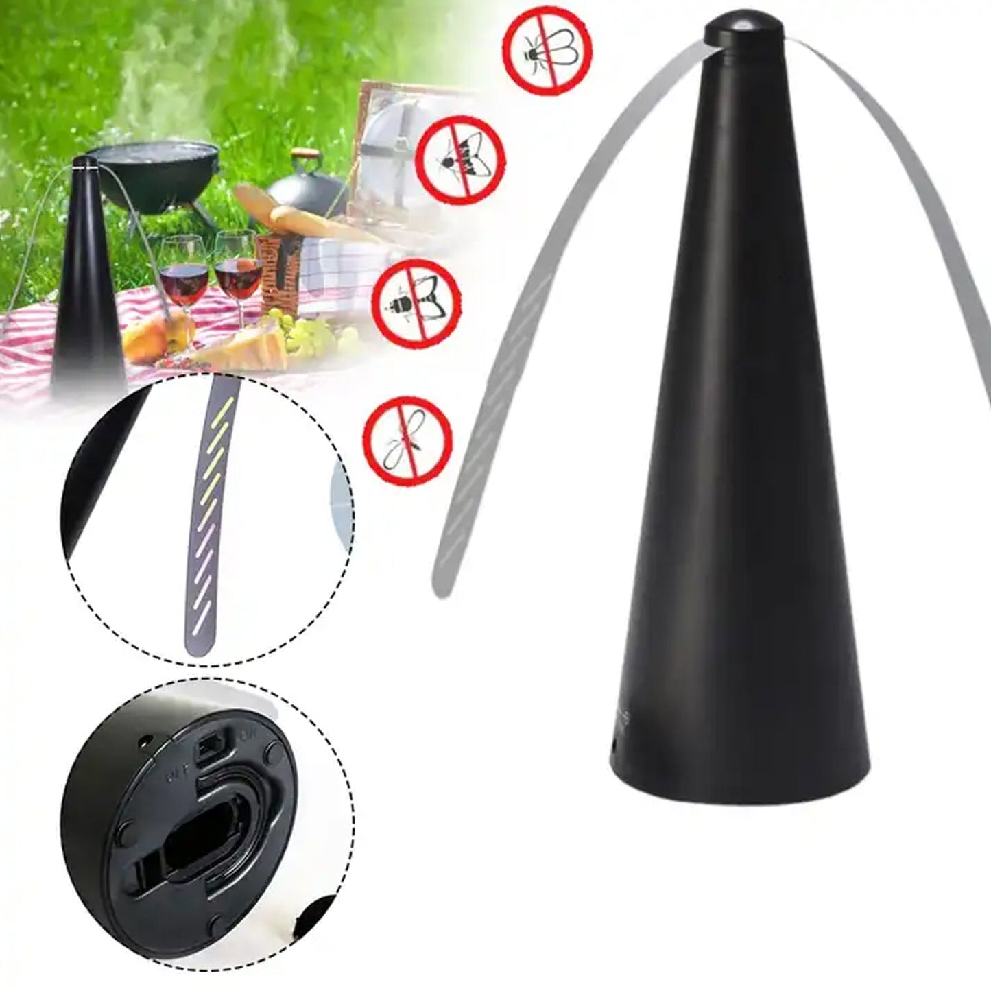 Fly Repellent Fan (Battery & USB) - Tabletop, Indoor/Outdoor, Chemical-Free