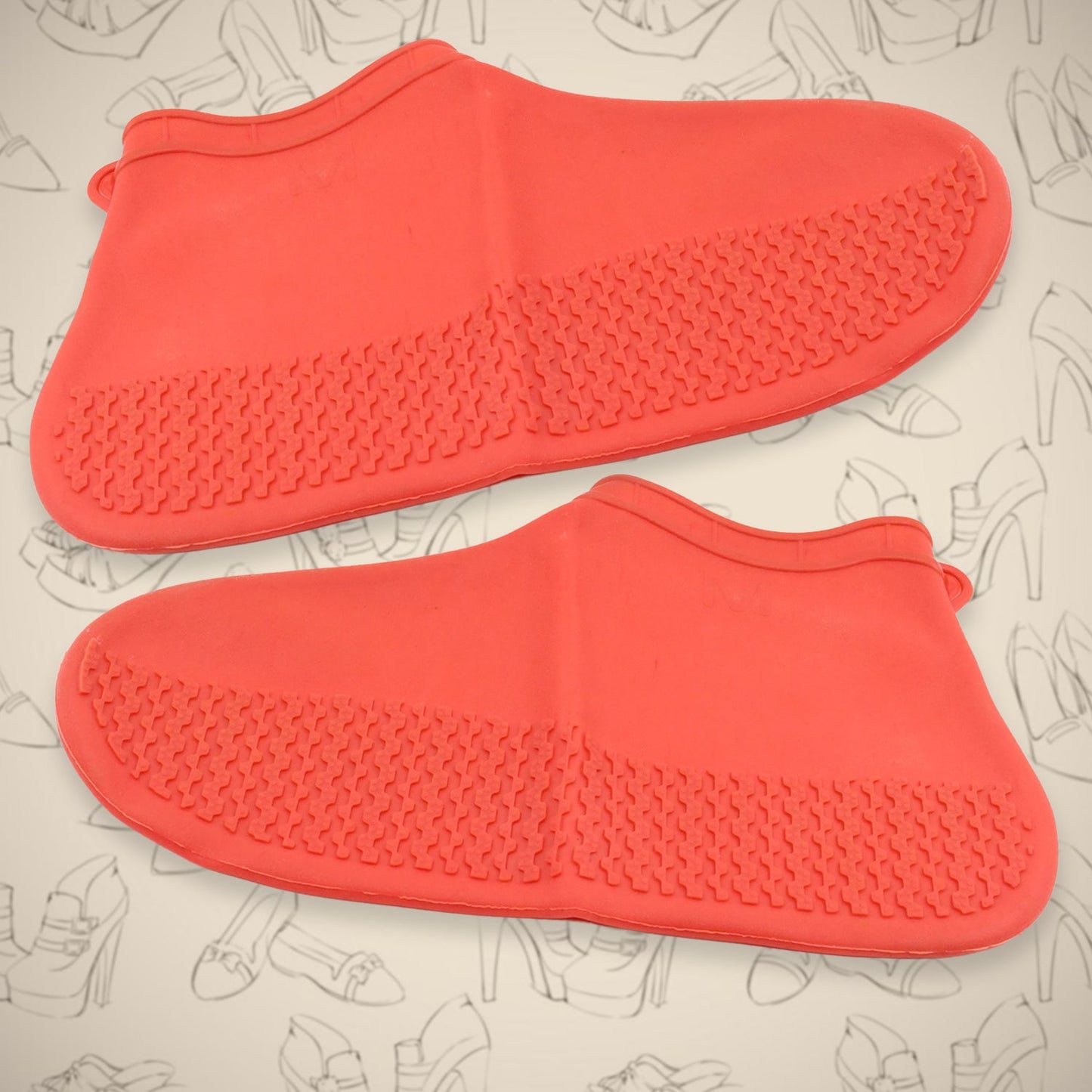 17985 Non-Slip Silicone Rain Reusable Anti skid Waterproof Fordable Boot Shoe Cover (Medium Size / 1 Pair / Red)