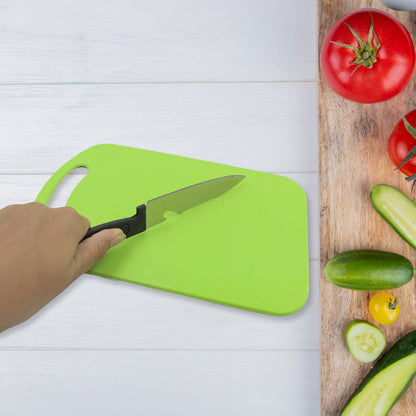 Premium Plastic Chopping Board & Steel Knife Vegetable Chopping Board With Knife  Cutting Board for Kitchen Chopper Fruit and Vegetable Cutter Chopper Plastic (3 Pc Set)