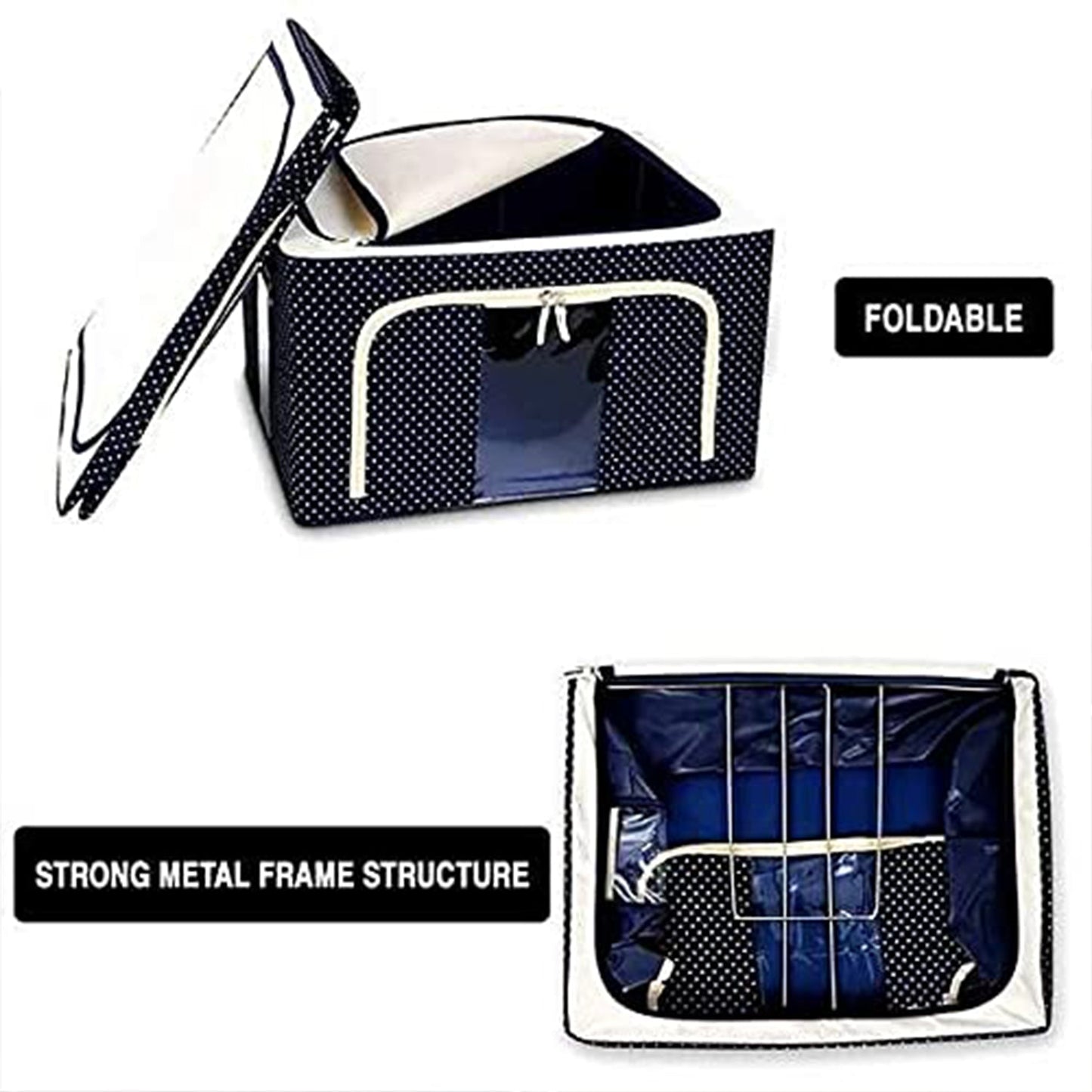 Foldable Steel Frame Clothes Living Storage Organizer Handled Bag (66 Liter)