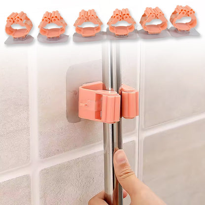 Broom Holder Wall Mounted, Mop and Broom Holder Broom Organizer Grip Clips, No Drilling, Wall Mounted Storage Rack Storage & Organization for Kitchen, Bathroom, Garden (6 Pcs Set)