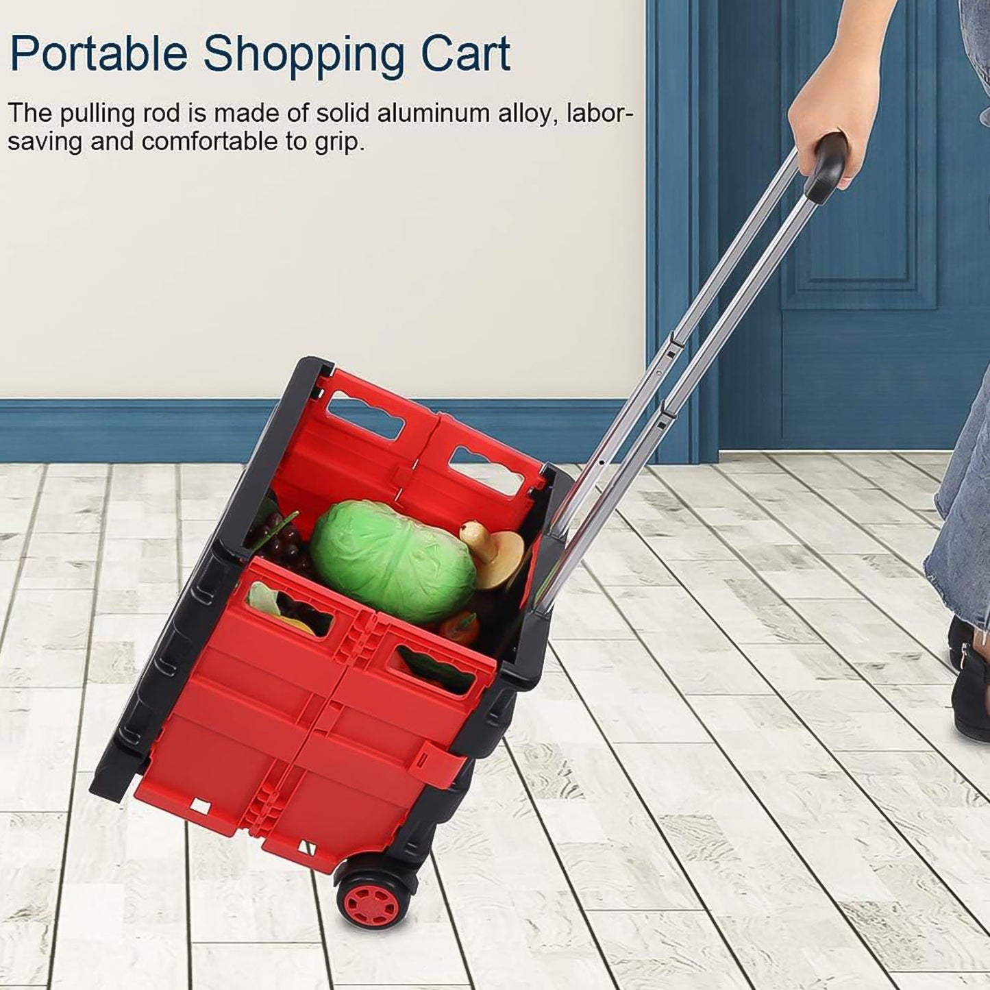 Foldable Shopping Grocery Trolley / Cart Travel Portable Food Basket (1 Pc)