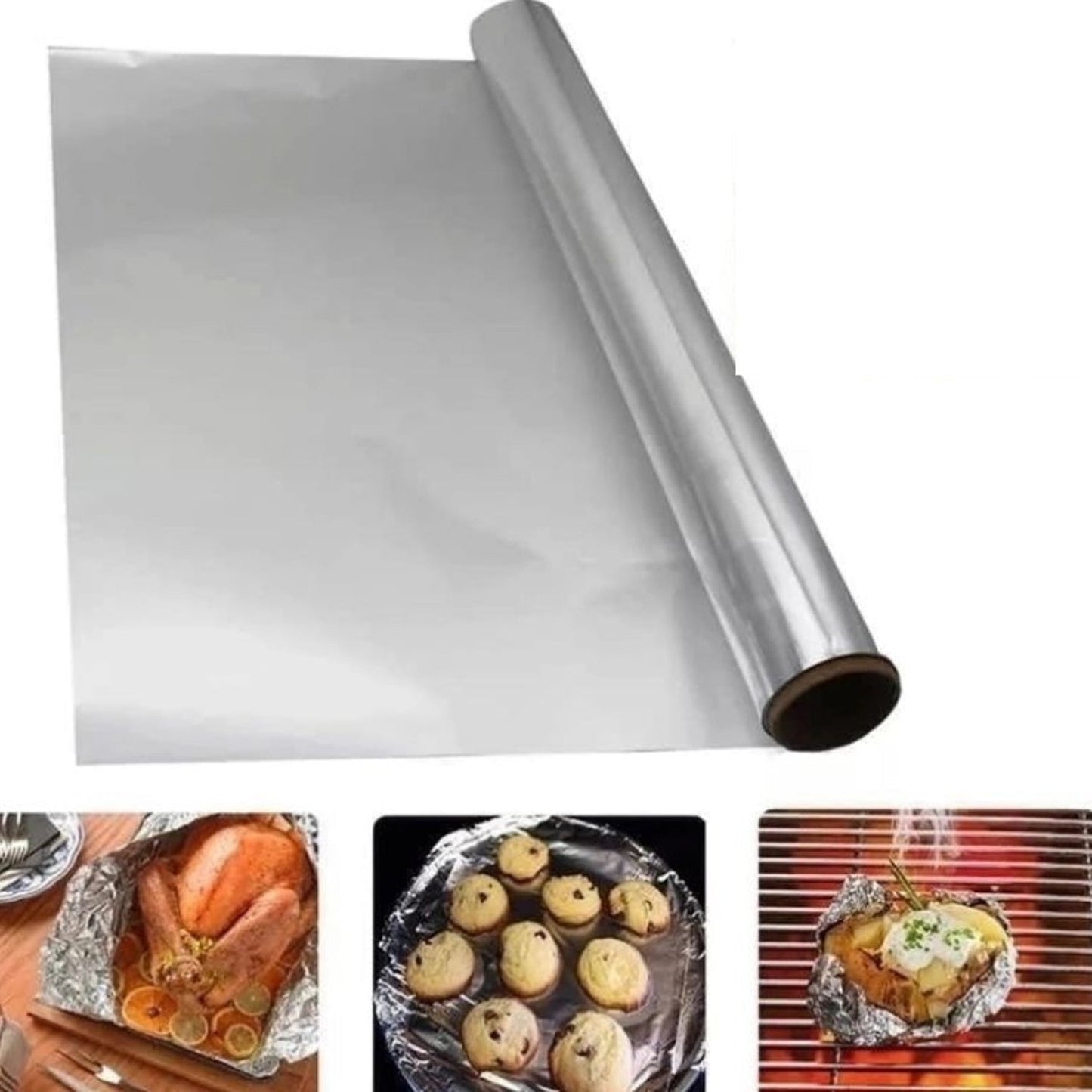 Premium Quality Food Grade Aluminum Foil Roll Heavy Duty Non Stick Thick Aluminum Foil Sheet Baking Grilling Tool 72Mtr (1Pc)