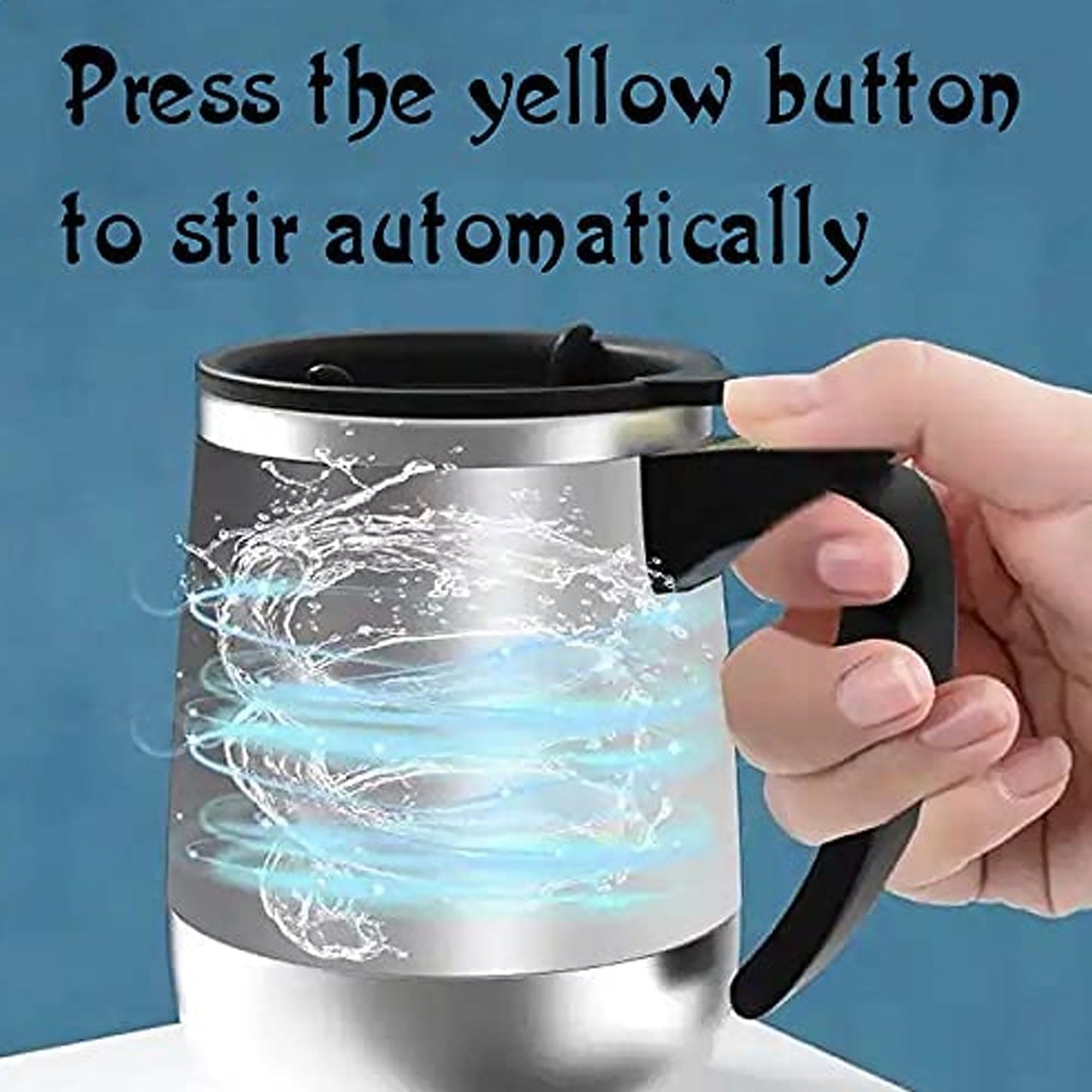 Self Stirring Mug With Lid used in all kinds of household and official places for serving drinks, coffee, any types of beverages etc. (1 Pc / 400 ML)