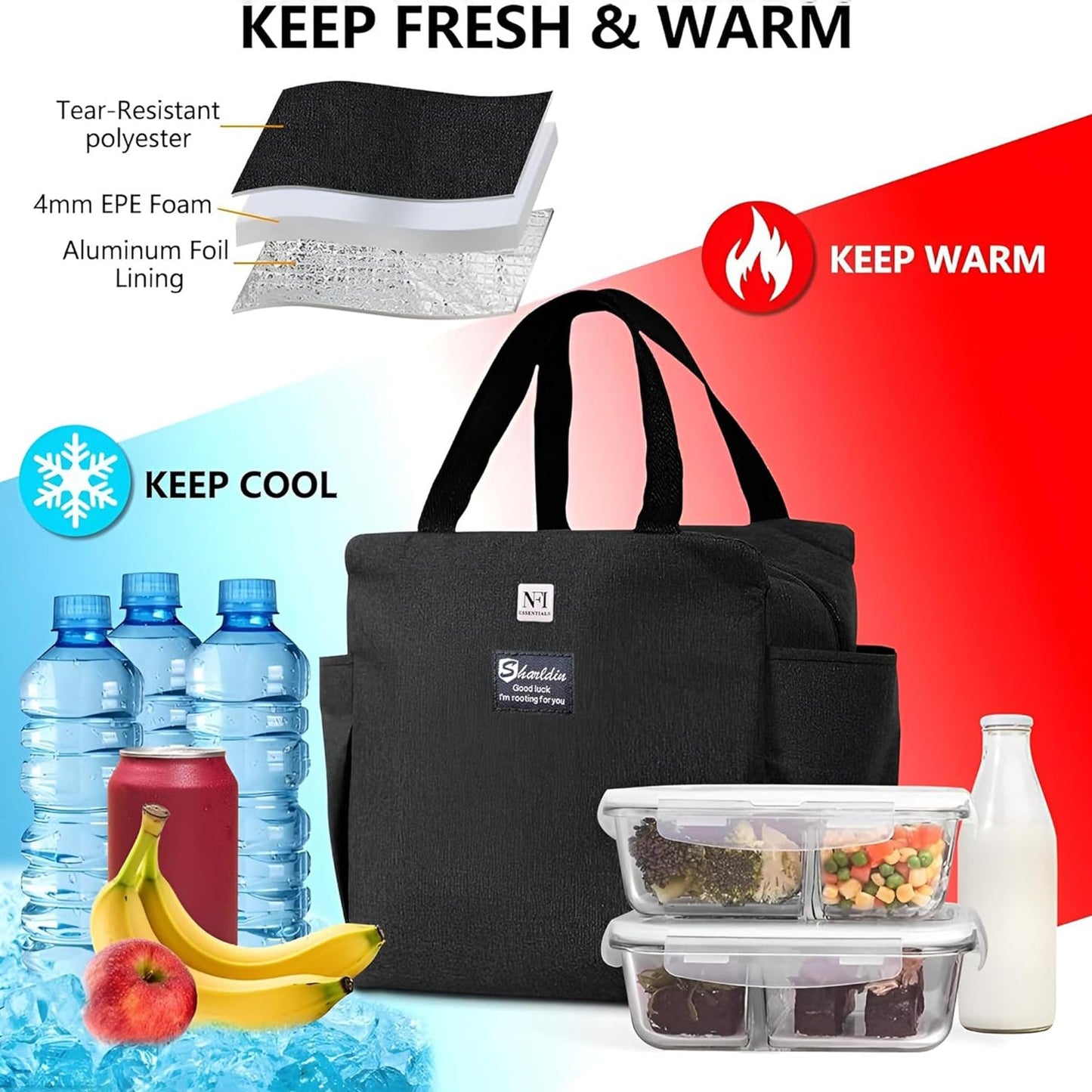 Lunch Box Bag for Women Men Insulated Lunch Bag With Zipper (1 Pc / Mix Color)