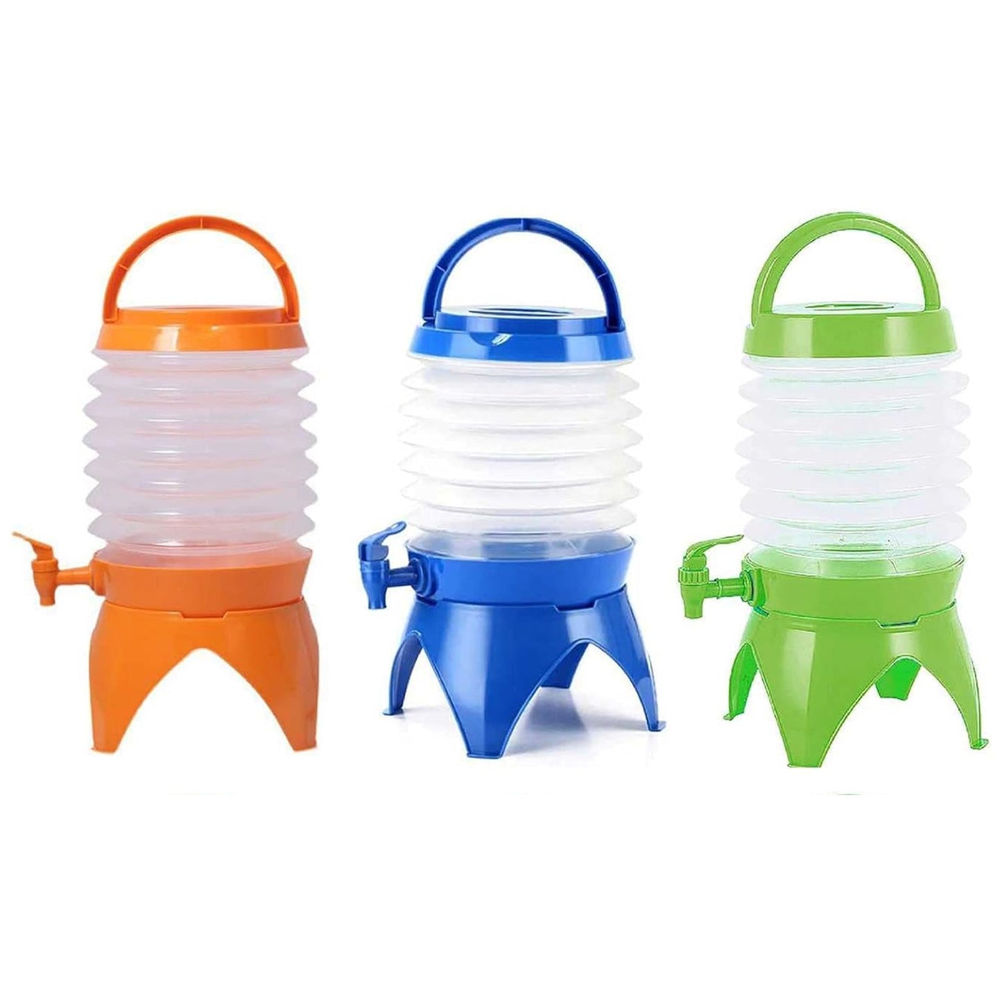 Plastic Collapsible Beverages Container with Tap Cold Drink Dispenser Folding Water Storage Water Jug Tank for Home and Outdoor Party Traveling Picnic (3.5 Litter/ Multicolor)