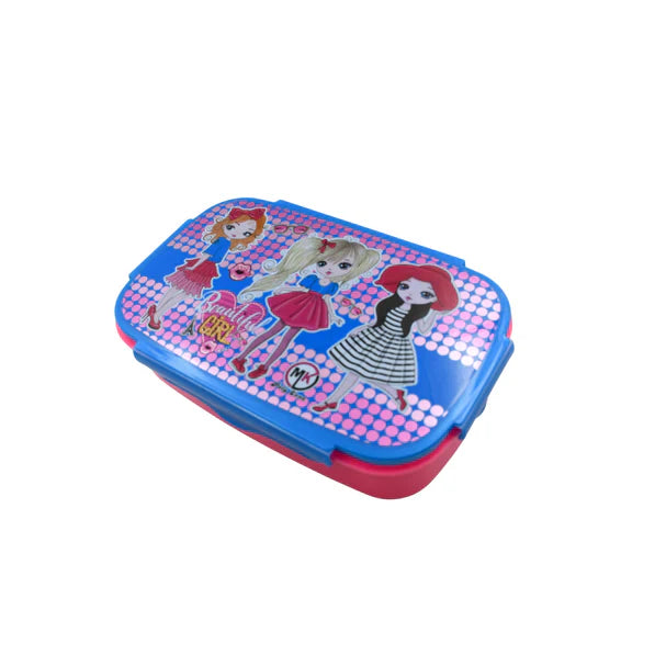 CARTOON PRINTED PLASTIC LUNCH BOX WITH INSIDE SMALL BOX & SPOON FOR KIDS, AIR TIGHT LUNCH TIFFIN BOX FOR GIRLS BOYS, FOOD CONTAINER, SPECIALLY DESIGNED FOR SCHOOL GOING BOYS AND GIRLS