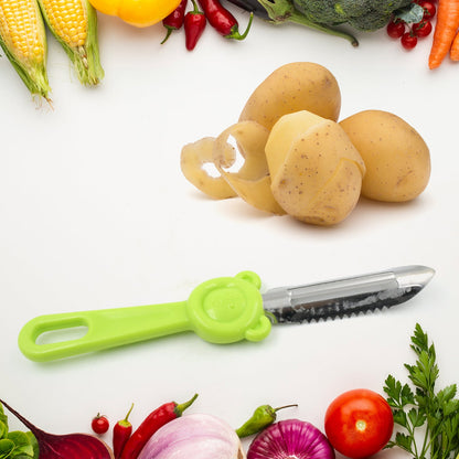 Multi-Purpose Stainless Steel Peeler With Handle For Vegetables,  2 in 1 Potato Peeler and Cutter, Stainless Steel Potato Peeler, grated Carrot, grated, Suitable for Peeling and shredding Fruit and Vegetables Kitchen Accessories (1 Pc)