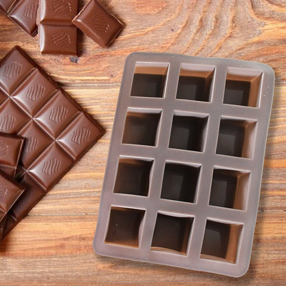 Silicone Chocolate Mould 12 Cavity Square Shape Mould Candy Mold Baking Tools For Cake Chocolate, Food Grade Non-Stick Reusable, Baking Trays (1 pc)