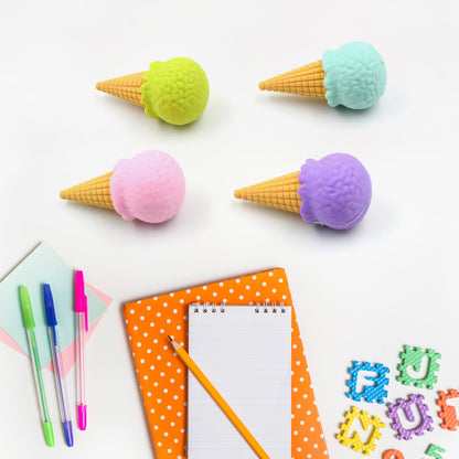 Cone / Donut / Lolipop / Ice cream / Eraser for Girls & Boys / Eraser for School B'Day Return Gift Party Doughnut Lollipop Ice Cream Theme Shape Erasers Pencils Set for Kids Educational Stationary kit, School Supplies (1 Set 4 Pc)