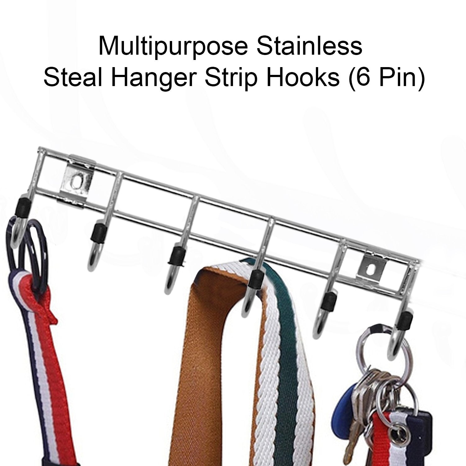 1736 Multipurpose Stainless Steal Hanger Strip Hooks (6 Pin) 