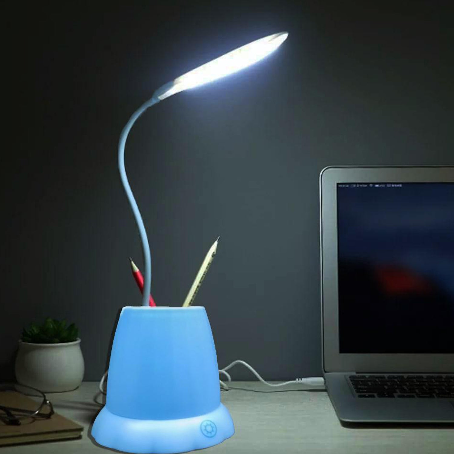 1256 Desk Lamp with Pen Holder Table Lamp with Pencil Stand for Home Office 