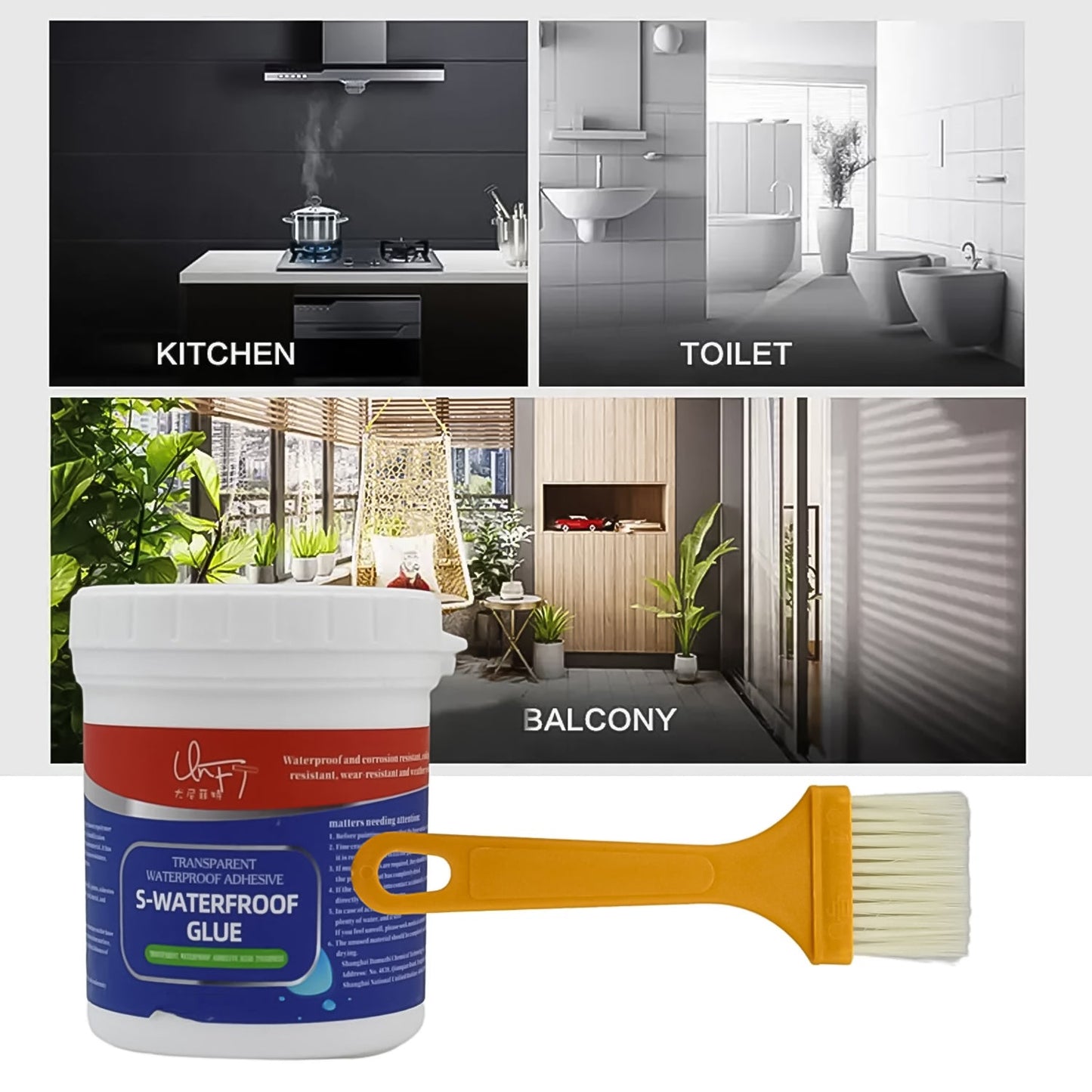 Transparent Waterproof Glue 250g with Brush, Leakage Protection Outdoor Bathroom Wall Tile Window Roof, Anti-Leakage Agent, sealant glue, Roof Sealant Waterproof Gel